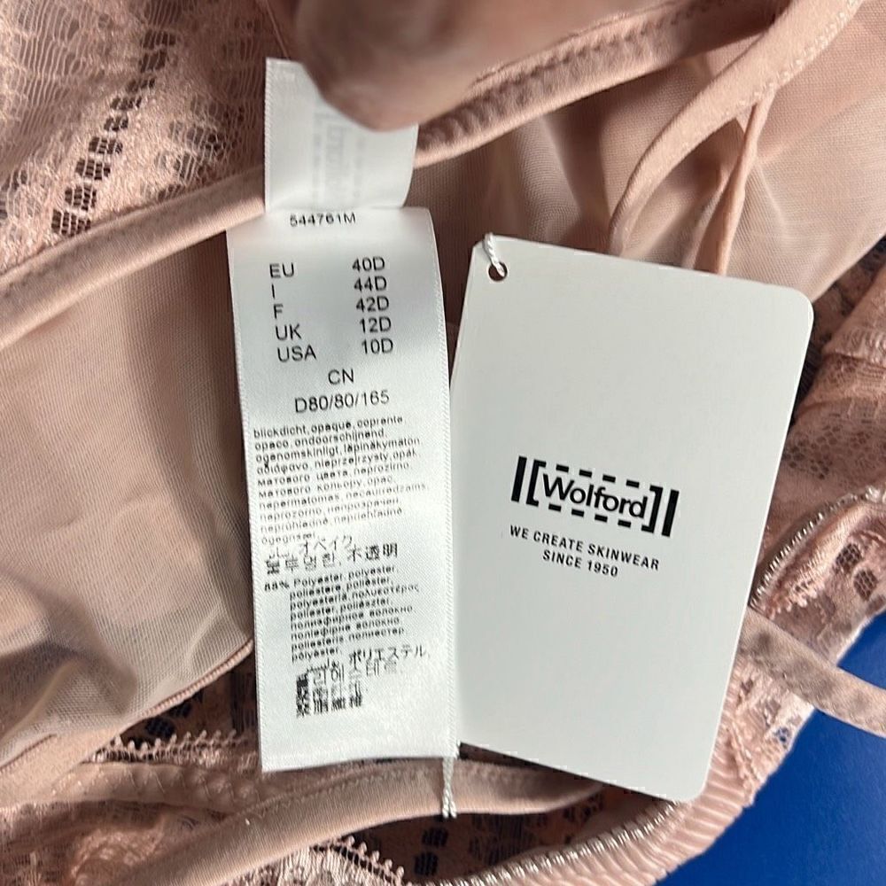 NWT Wolford Esmeralda String Body Rose Powder Pink 10 D-cup M - Picture 12 of 15